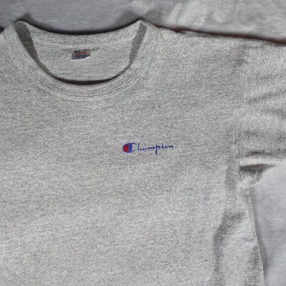 Vintage Champion Script T Shirt Mens L (Fits M) Made In USA 80s Gray - Picture 2 of 8